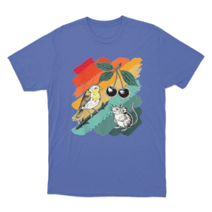 Bird and Rat T Shirt Blue